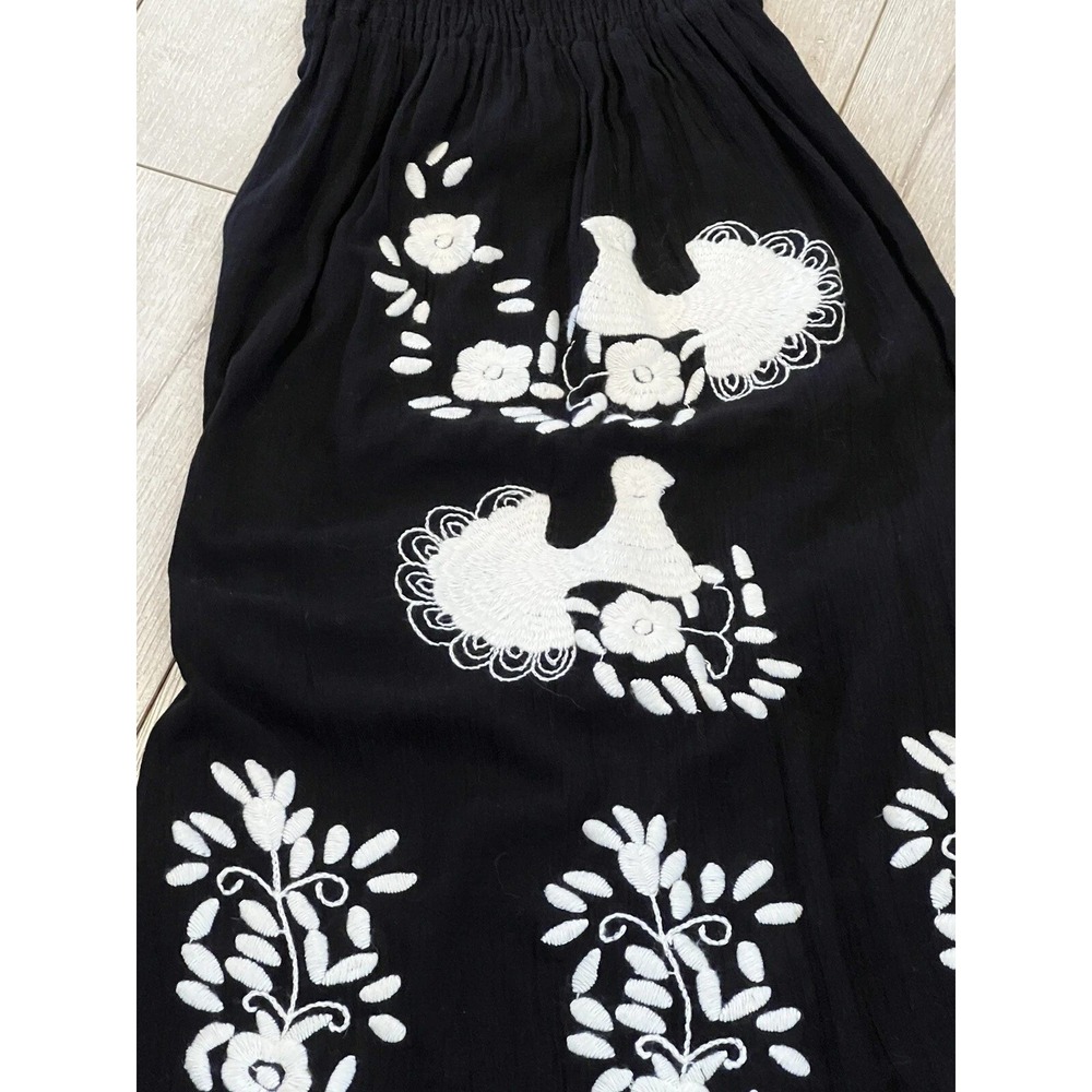 VaVa by Joy Han Maxi Dress Womens XS Black White Embroidered Boho Peasant Hippie - Picture 5 of 9